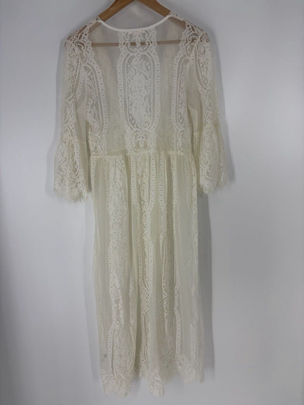 Maurices Romantic Lace Duster XS Kimono Cover Up White Festival Boho Cottagecore - Picture 6 of 9